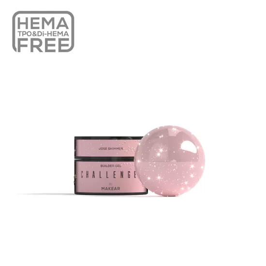 Gēls Makear, Challengel Shimmer Rose HG14 - builder gel 15ml